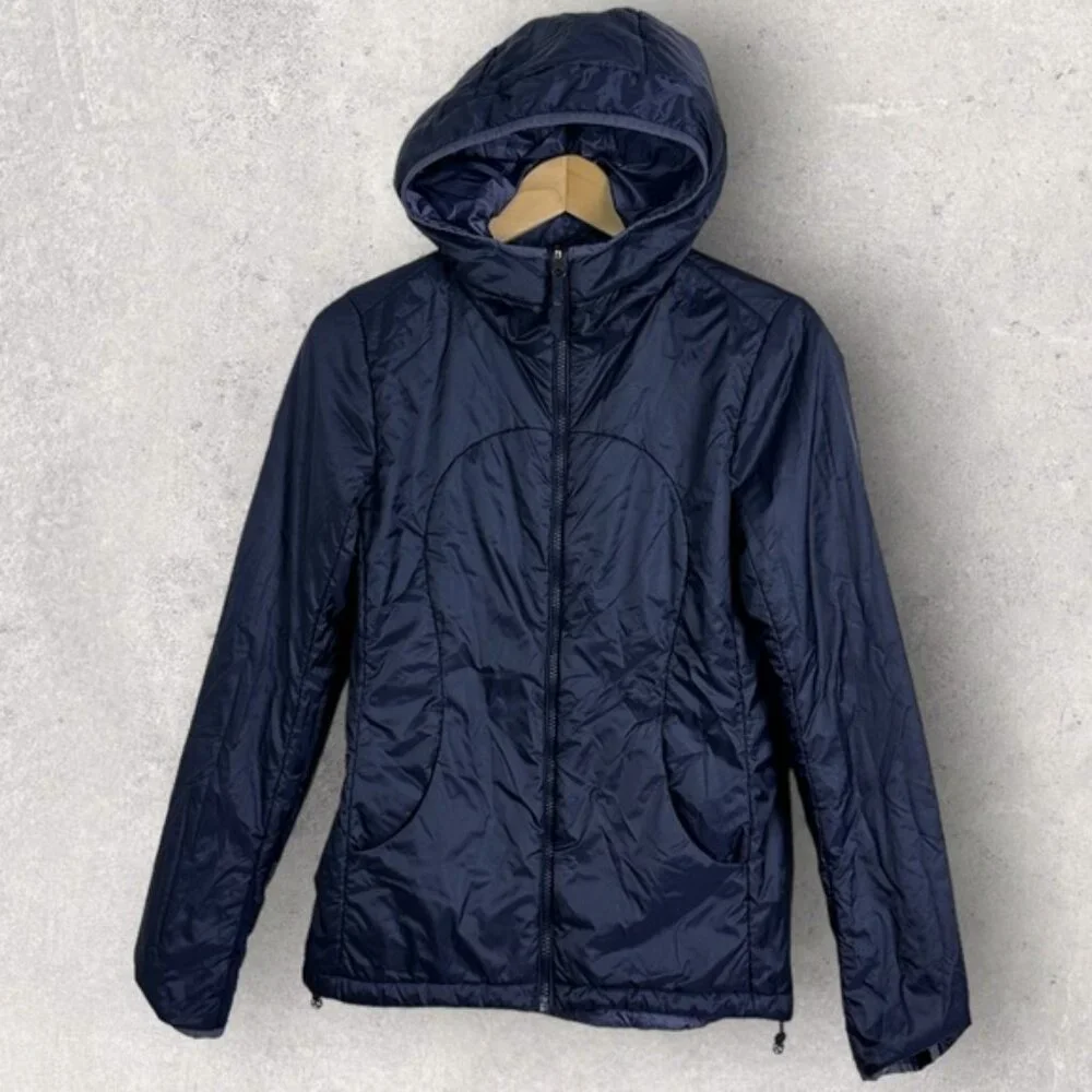 Lululemon Layer Up Jacket Indigo Blue Size 6 Puffer Reversible Lightweight Coat - Picture 4 of 16